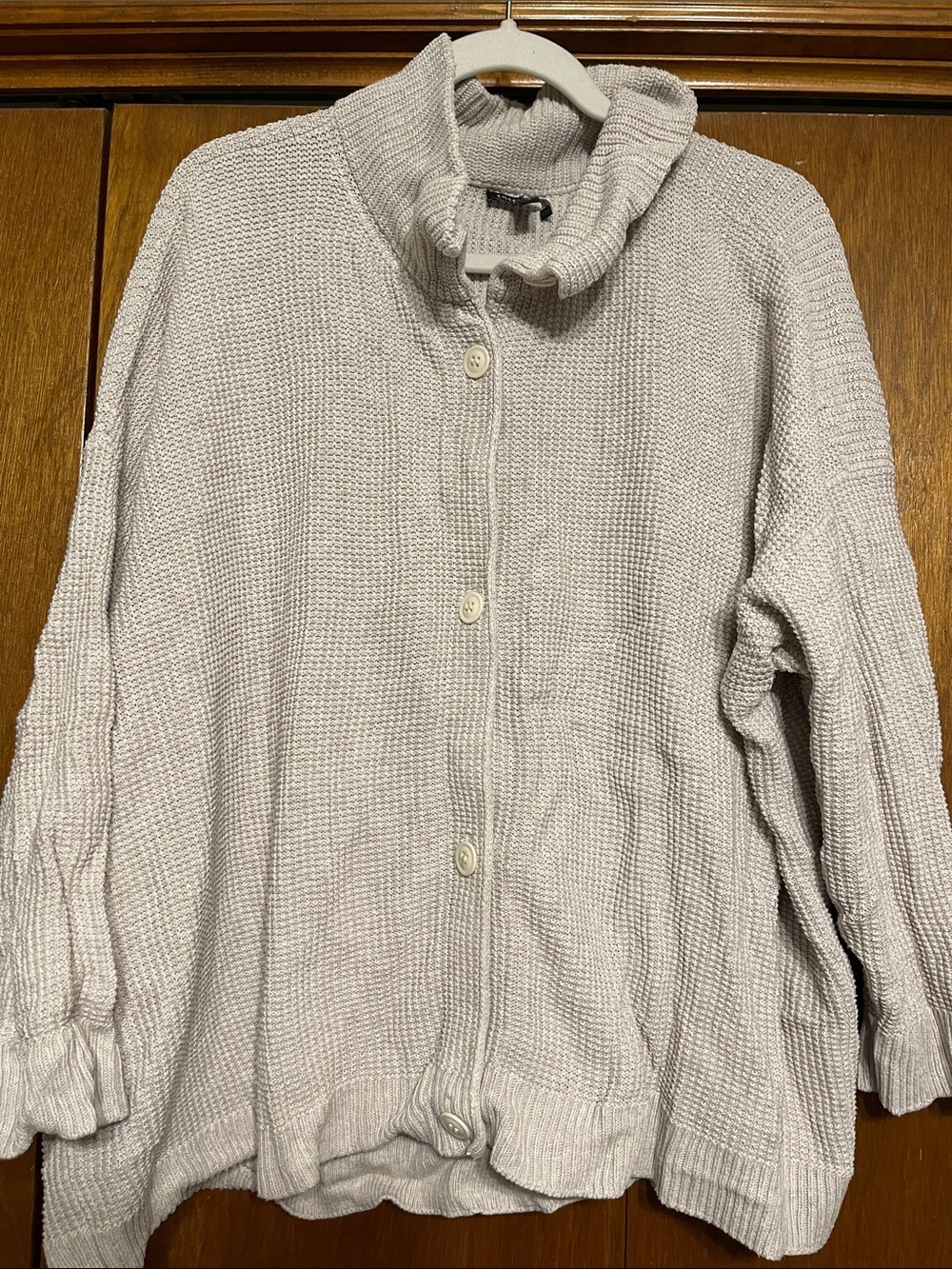 Eileen Fisher 3x Organic Cotton Natural Cream Button-Up Knit Sweater Cardigan